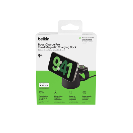 Belkin Ładowarka 3w1, magnetyczna Qi2 15W, do iPhone, AppleWatch, AirPods, grafitowa (WIZ027VFH36)