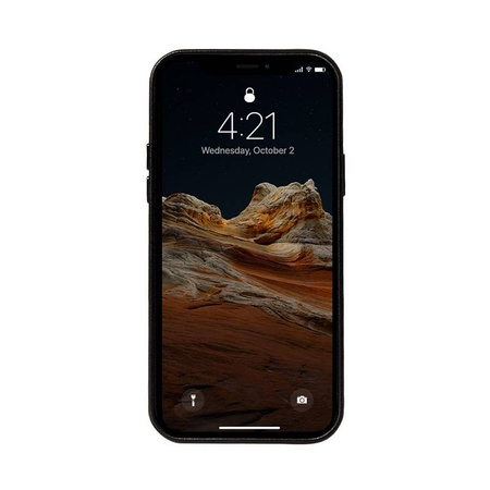 Crong Essential Cover - Etui ze skóry ekologicznej iPhone 12 Pro Max (czarny) (CRG-ESS-IP1267-BLK)