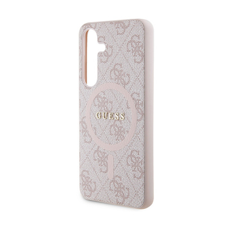 Guess 4G Collection Leather Metal Logo MagSafe - Etui Samsung Galaxy S24 (różowy) (GUHMS24SG4GFRP)