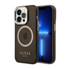 Guess Gold Outline Translucent MagSafe - Etui iPhone 14 Pro (czarny) (GUHMP14LHTCMK)