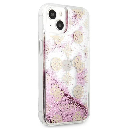Guess Peony Liquid Glitter - Etui iPhone 13 mini (różowy) (GUHCP13SLGPEPI)