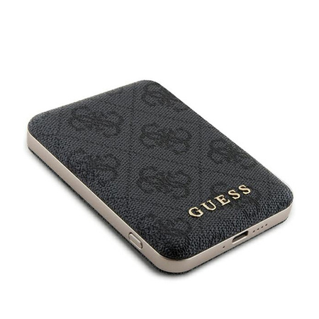 Guess 4G Leather Metal Logo MagSafe - Power Bank indukcyjny 5000 mAh 15W MagSafe (czarny) (GUPB5FP4EMGK)
