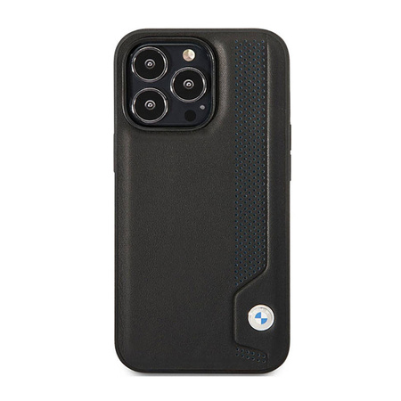 BMW Leather Blue Dots - Etui iPhone 14 Pro Max (czarny) (BMHCP14X22RBDK)