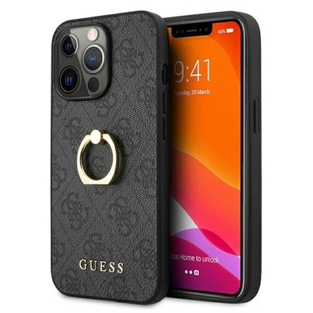Guess 4G Ring Case - Etui iPhone 13 Pro (szary) (GUHCP13L4GMRGR)
