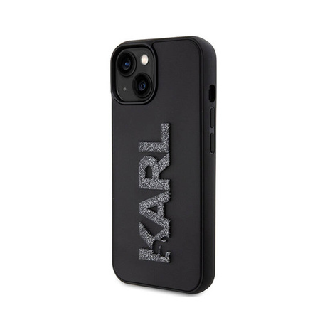 Karl Lagerfeld 3D Rubber Glitter Logo - Etui iPhone 15 (czarny) (KLHCP15S3DMBKCK)