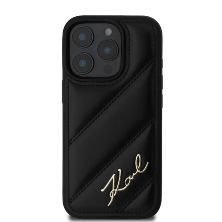 Karl Lagerfeld Quilted Signature - Etui iPhone 16 Pro Max (czarny) (KLHCP16XPQDSMGK)