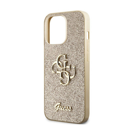 Guess Glitter Script Big 4G - Etui iPhone 13 Pro Max (złoty) (GUHCP13XHG4SGD)