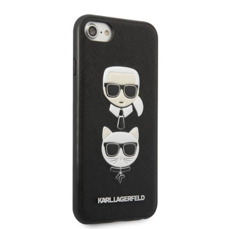 Karl Lagerfeld Saffiano Karl & Choupette Heads - Etui iPhone SE 2022 / SE 2020 / 8 / 7 (czarny) (KLHCI8SAKICKCBK)