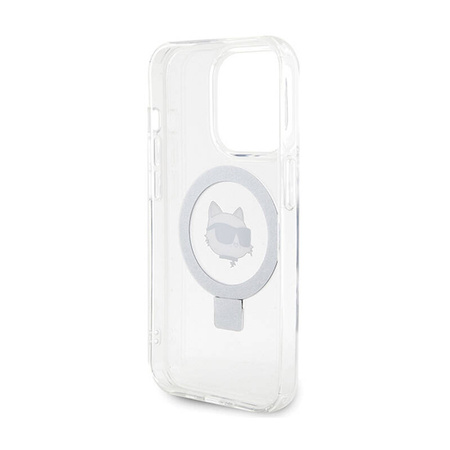 Karl Lagerfeld Ring Stand Choupette Head MagSafe - Etui iPhone 15 Pro Max (biały) (KLHMP15XHMRSCHH)