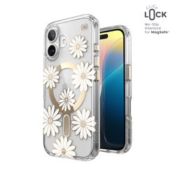 Speck Presidio Lux ClickLock & MagSafe - Etui iPhone 16 (Sunshine Daisies / Clear / Gold) (150745-3257)