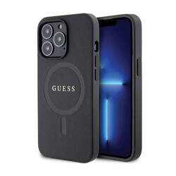 Guess Saffiano MagSafe - Etui iPhone 13 Pro (czarny) (GUHMP13LPSAHMCK)
