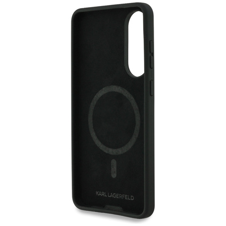 Karl Lagerfeld Silicone Double Heads And Circle MagSafe - Etui Samsung Galaxy S25 Edge (czarny) (KLHMS25ESKCHTCK)