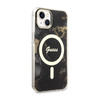 Guess Golden Marble MagSafe - Etui iPhone 14 Plus (Czarny) (GUHMP14MHTMRSK)