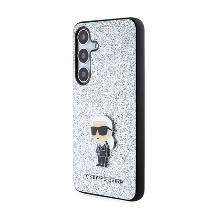 Karl Lagerfeld Fixed Glitter Ikonik Logo Metal Pin - Etui Samsung Galaxy S24 (srebrny) (KLHCS24SGCNPSG)