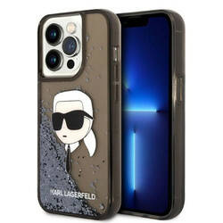 Karl Lagerfeld Liquid Glitter NFT Karl's Head - Etui iPhone 14 Pro (czarny) (KLHCP14LLNKHCK)