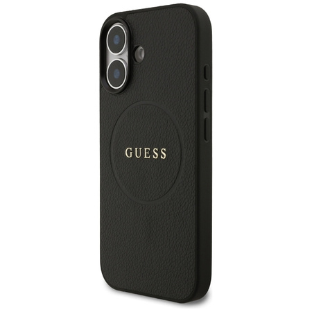 Guess Grained Ring MagSafe - Etui iPhone 17 (czarny) (GUHMP17SPGHSMMK)