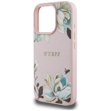 Guess Grained Printed Flower Pattern MagSafe - Etui do iPhone 16 Pro (różowy) (GUHMP16LPGNMPLMP)