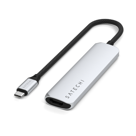 Satechi 4-in-1 USB-C Slim Multiport Adapter 4K - aluminiowy adapter do urządzeń mobilnych USB-C (USB-C, 4K HDMI, 2x USB-A) (silver) (ST-P4SS)