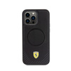 Ferrari Carbon Metal Logo MagSafe - Etui iPhone 15 Pro Max (czarny) (FEHMP15XPTEK)