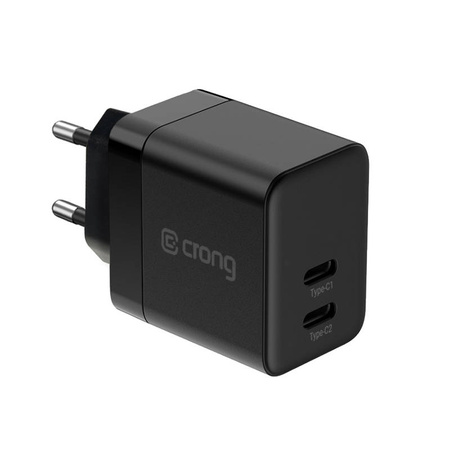Crong Ultra Compact GaN - Ładowarka sieciowa 2x USB-C 35W PD 3.0 z PPS (czarny) (CRG-GNCC35-BLK)