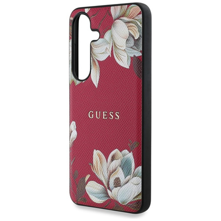 Guess Grained Printed Flower Pattern MagSafe - Etui do Samsung Galaxy S25 (fuksja) (GUHMS25SPGNMPLMF)