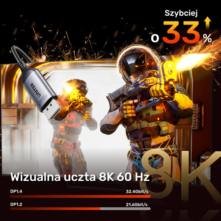 Unitek Przejściówka z DisplayPort 1.4 na HDMI 2.1, 8K60Hz (V1611A01)