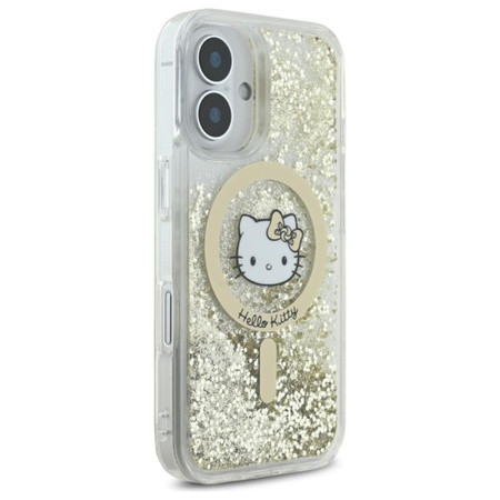 Hello Kitty Liquid Glitter Fever MagSafe - Etui iPhone 16 (biały / złoty) (HKHMP16SLGDIH)