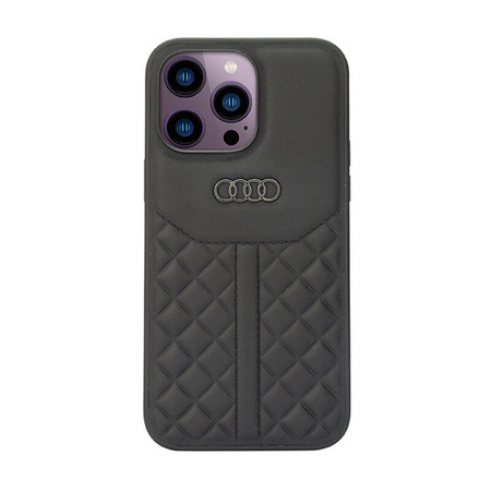 Audi Genuine Leather - Etui iPhone 14 Pro Max (Czarny) (AU-TPUPCIP14PM-Q8/D1-BK)