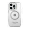 Guess Metal Outline MagSafe - Etui iPhone 14 Pro Max (przezroczysty / srebrny) (GUHMP14XHTRMS)
