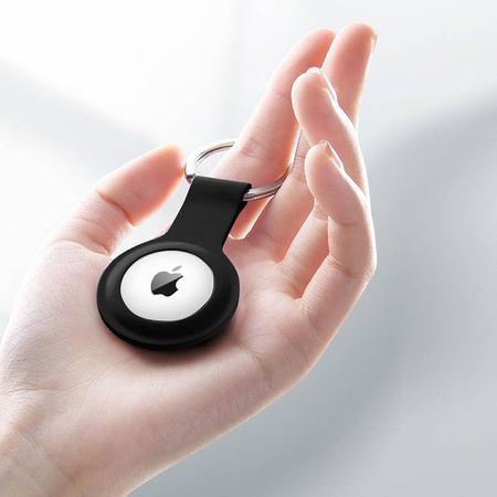 Crong Silicone Case with Key Ring – Etui ochronne brelok do Apple AirTag (czarny) (CRG-ATS-BLK)