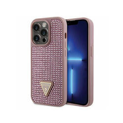 Guess Rhinestone Triangle - Etui iPhone 14 Pro (różowy) (GUHCP14LHDGTPP)