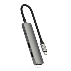 Satechi 4-in-1 USB-C Slim Multiport Adapter 4K - aluminiowy adapter do urządzeń mobilnych USB-C (USB-C, 4K HDMI, 2x USB-A) (space gray) (ST-P4SM)