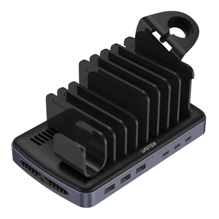 Unitek Stacja ładująca 3 x USB-A 20W, 3 x USB-C PD 60W, 80W - czarny (P1207B)
