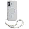 Guess IML Glitter With Pearl Strap MagSafe - Etui iPhone 16 Plus (przezroczysty) (GUHMP16MHGCRELST)