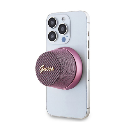 Guess Magnetic Script Metal Logo - Głośnik Bluetooth V5.3 (różowy) (GUWSC3ALSMP)