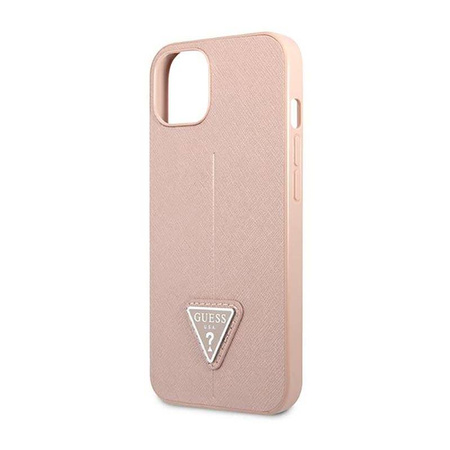 Guess Saffiano Triangle Logo Case – Etui iPhone 14 Plus (różowy) (GUHCP14MPSATLP)