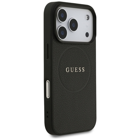 Guess Grained Ring MagSafe - Etui iPhone 17 Pro (czarny) (GUHMP17LPGHSMMK)