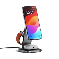 Satechi 3-in-1 Foldable Charging Stand - składana podstawka ładująca Qi2 do trzech urządzeń (US,CAN,EU,UK) Gwiezdna szarość(ST-Q31FM-EA)
