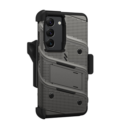 ZIZO BOLT Series - Pancerne etui Samsung Galaxy S23 ze szkłem 9H na ekran + uchwyt z podstawką (szary) (BOLT-SAMGS23-MGRBK)