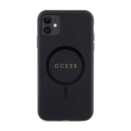Guess Saffiano MagSafe - Etui iPhone 11 (czarny) (GUHMN61PSAHMCK)