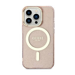 Guess Glitter Gold MagSafe - Etui iPhone 11 (Różowy) (GUHMN61HCMCGP)