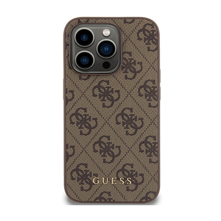 Guess 4G Metal Gold Logo - Etui iPhone 15 Pro (brązowy) (GUHCP15LG4GFBR)