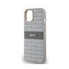 DKNY Leather Mono Stripe & Metal Logo - Etui iPhone 14 / 15 / 13 (beżowy) (DKHCP14SPRTHSLE)