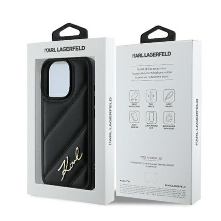 Karl Lagerfeld Quilted Signature - Etui iPhone 16 Pro (czarny) (KLHCP16LPQDSMGK)