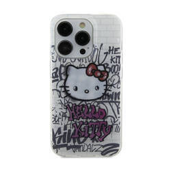 Hello Kitty IML Kitty On Bricks Graffiti - Etui iPhone 15 (biały) (HKHCP15SHDGPHT)