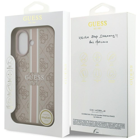 Guess 4G Printed Stripes MagSafe - Etui iPhone 17 (różowy) (GUHMP17SP4RPSP)