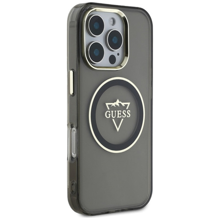 Guess IML Metal Mountain Logo MagSafe - Etui do iPhone 16 Pro Max (czarny) (GUHMP16XHFGTMSLSK)