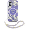Guess Palm Trees Triangle Pearl Strap MagSafe - Etui do iPhone 16 (fioletowy) (GUHMP16SHPCTPLSU)