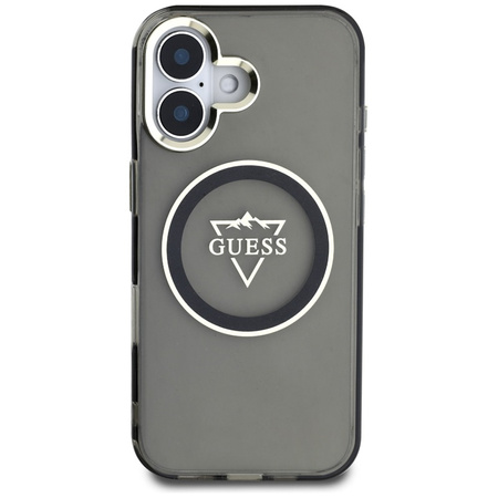 Guess IML Metal Mountain Logo MagSafe - Etui do iPhone 16 (czarny) (GUHMP16SHFGTMSLSK)