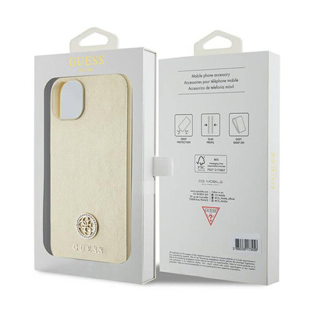 Guess 4G Strass Metal Logo - Etui iPhone 15 (złoty) (GUHCP15SPS4DGPD)